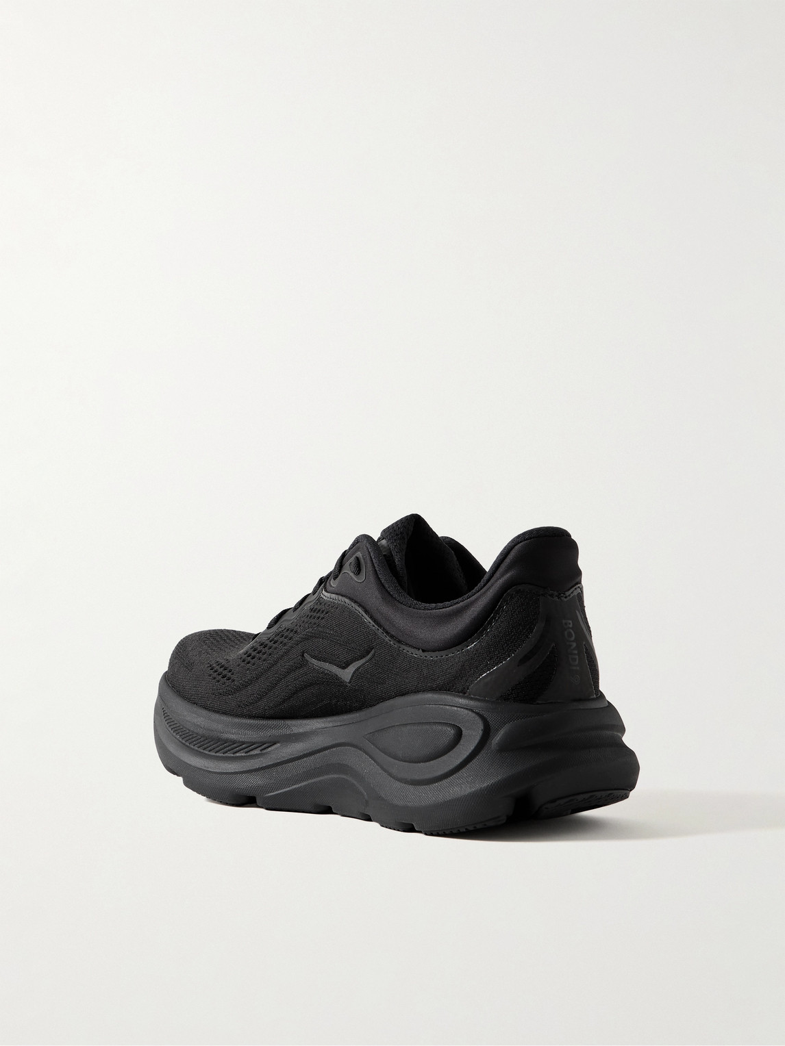 Hoka Bondi 9 Black Low Top Sneakers With Maxi Logo Lettering On The Side In Tech Fabric Unisex In Black