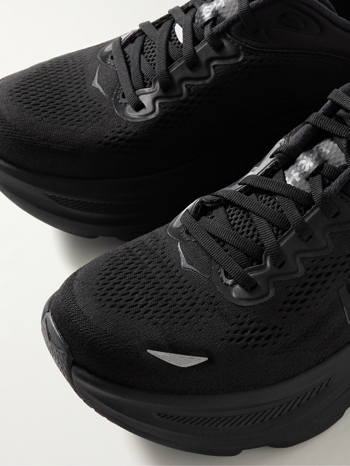 Hoka Bondi 9 Black Low Top Sneakers With Maxi Logo Lettering On The Side In Tech Fabric Unisex In Black
