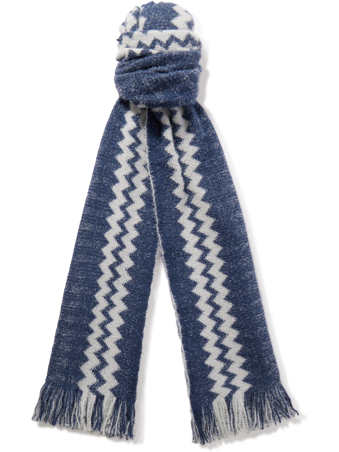 Fringed Jacquard-Knit Scarf