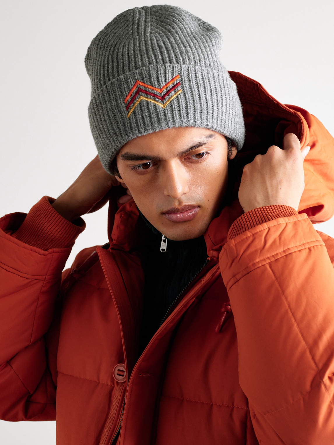 MISSONI EMBROIDERED RIBBED WOOL BEANIE