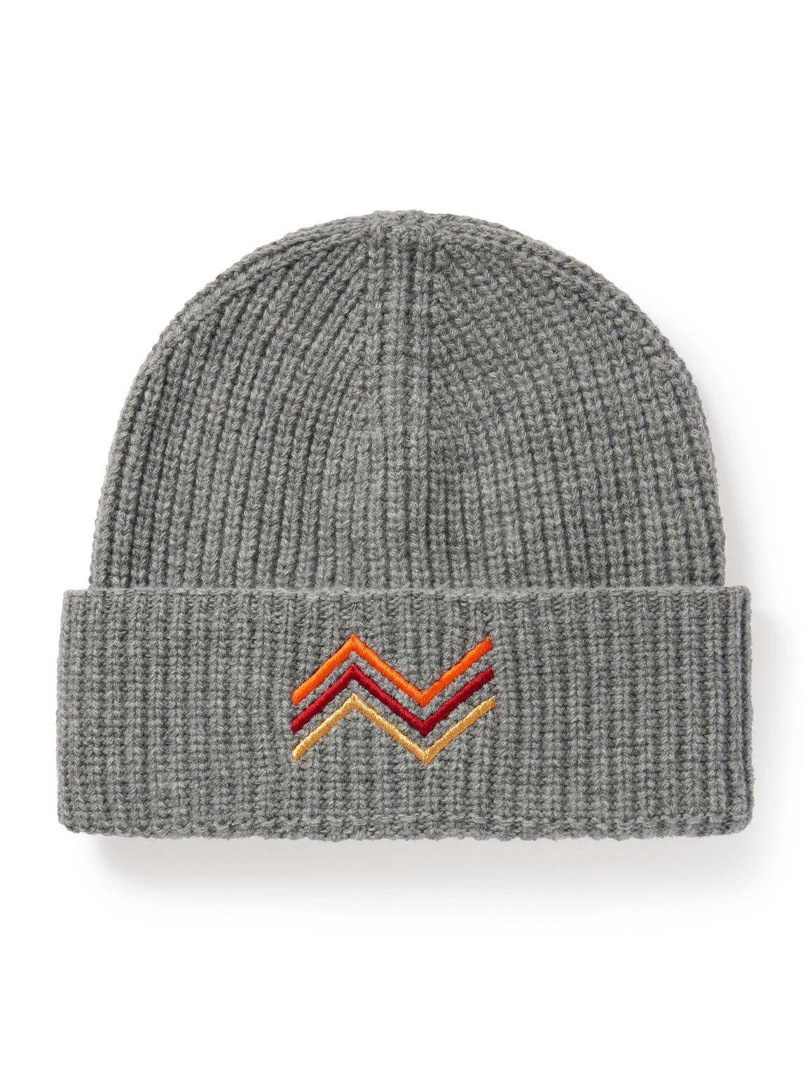 Missoni Embroidered Ribbed Wool Beanie In Gray