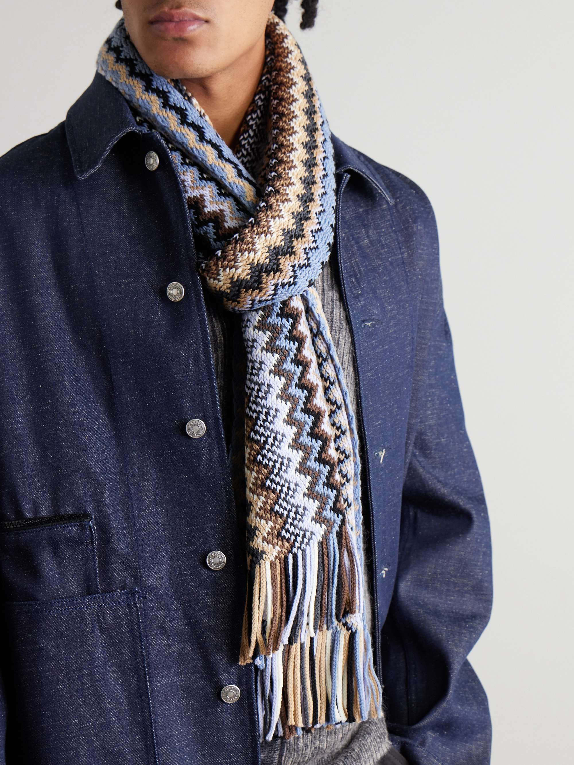 MISSONI Fringed Jacquard-Knit Wool Scarf for Men | MR PORTER