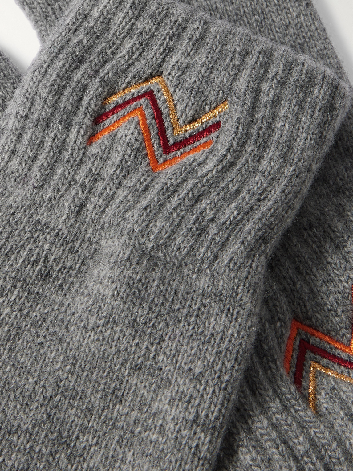 Missoni Logo-embroidered Wool Gloves In Gray