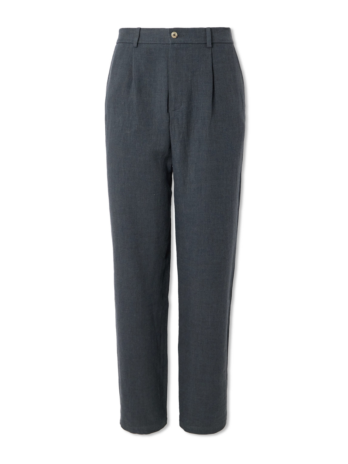 Straight-Leg Pleated Linen and Wool-Blend Suit Trousers
