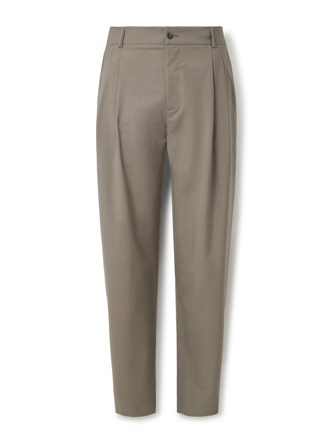 De Bonne Facture Straight-leg Pleated Linen Trousers In Green