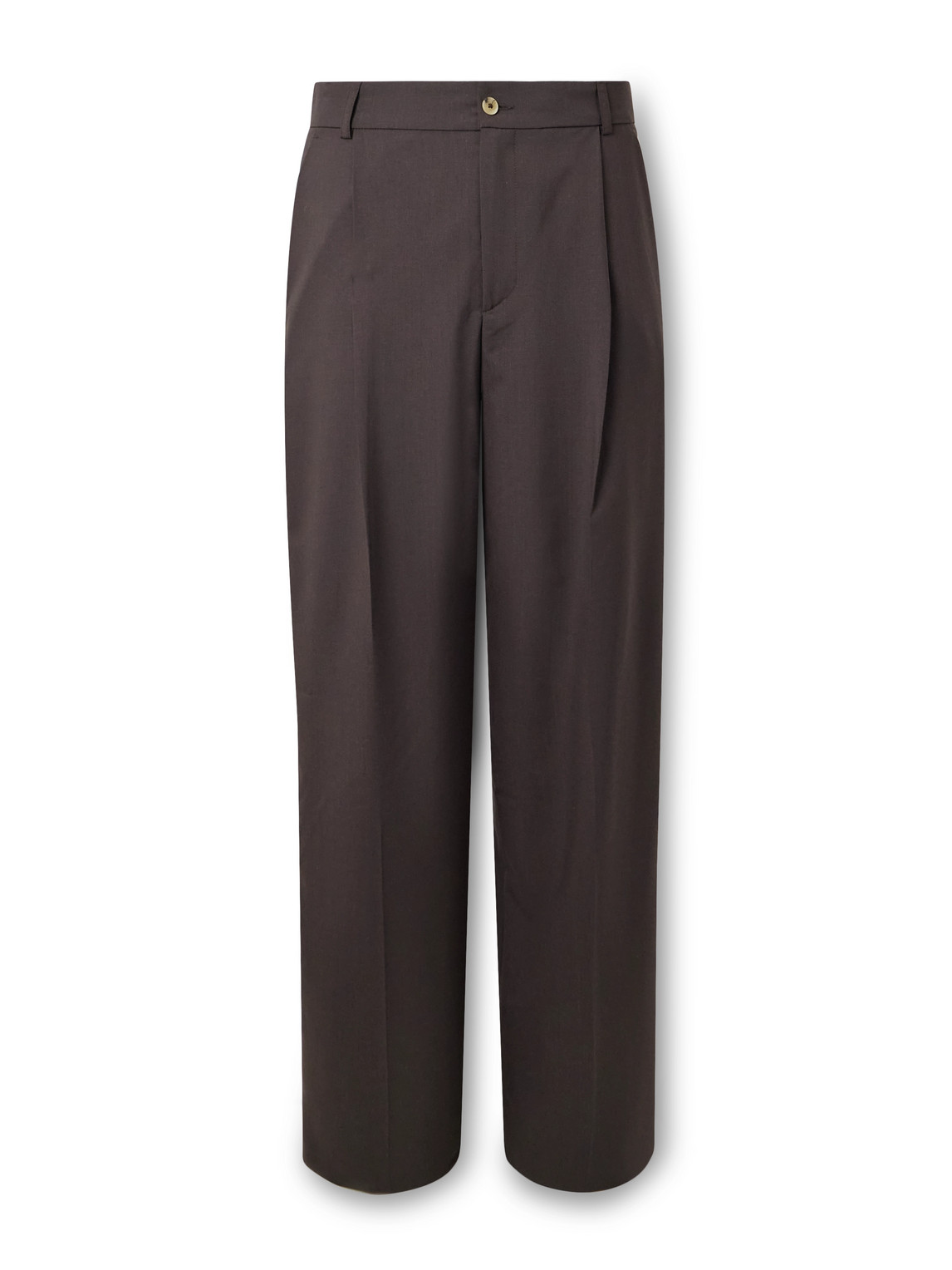 Wide-Leg Pleated Super 130s Wool Trousers