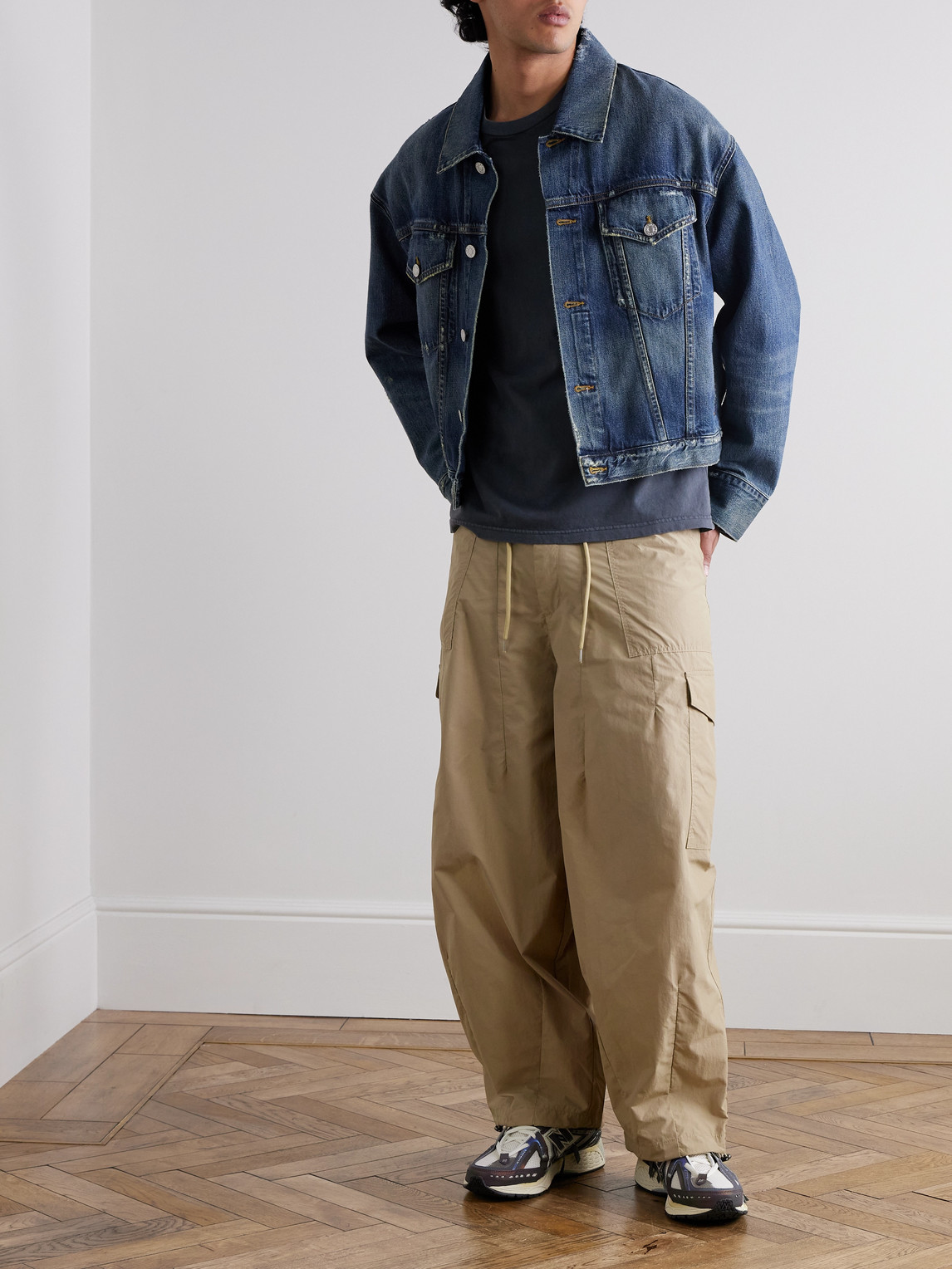 Frizmworks Balloon Barrel-leg Cotton-twill Drawstring Trousers In Neutral