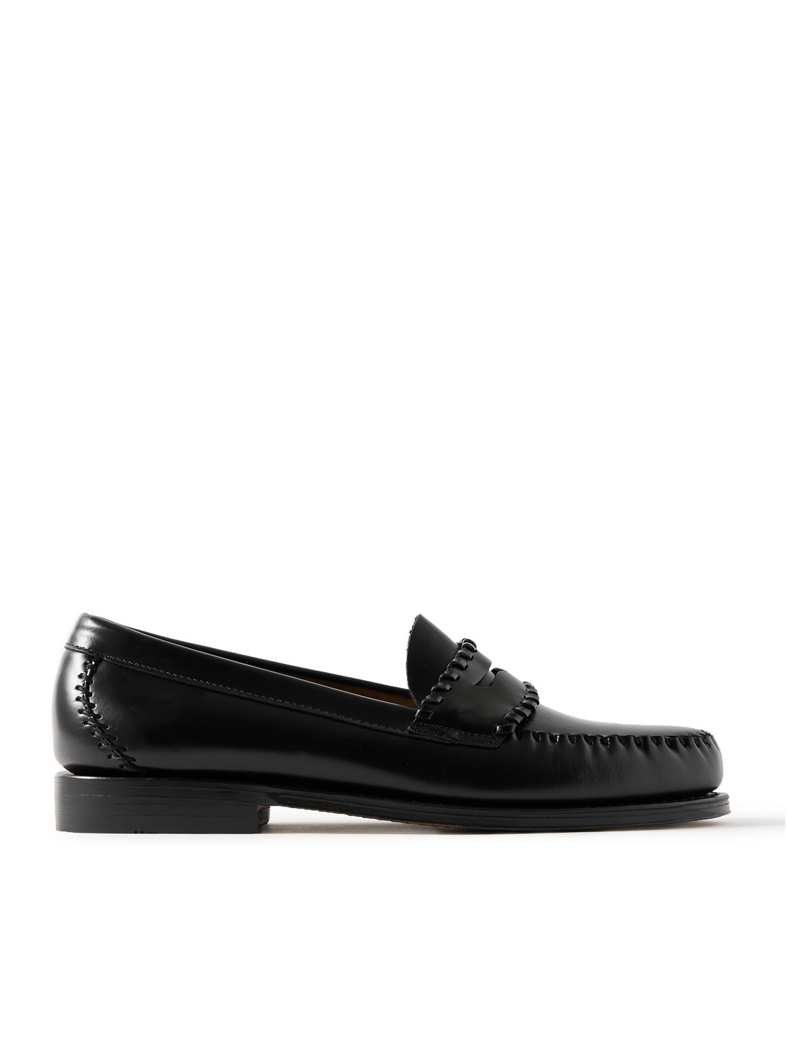G.H. BASS Weejuns Heritage Logan Whipstitched Glossed-Leather Penny Loafers