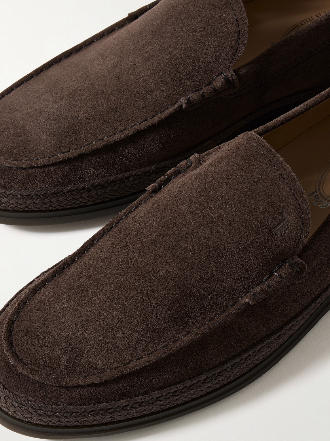 Shop Tod's Suede Loafers In Brown