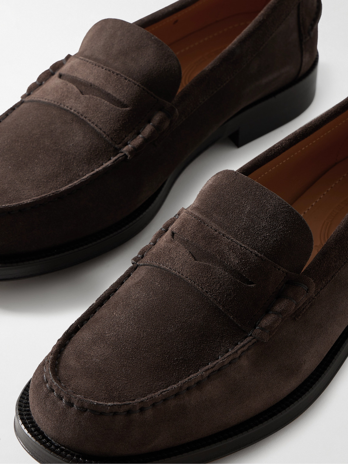 Tod's Suede Penny Loafers In Brown
