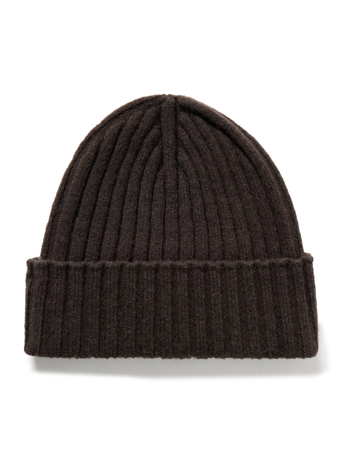 De Petrillo Ribbed Wool And Cashmere-blend Beanie In Brown