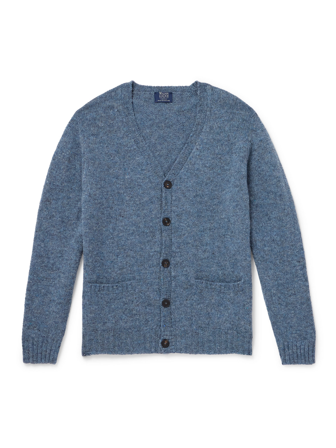 William Lockie Shetland Wool Cardigan In Blue