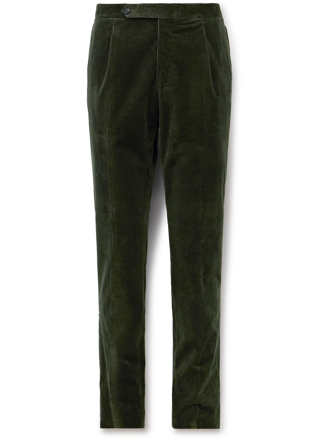 Slim-Fit Pleated Stretch-Cotton Corduroy Suit Trousers