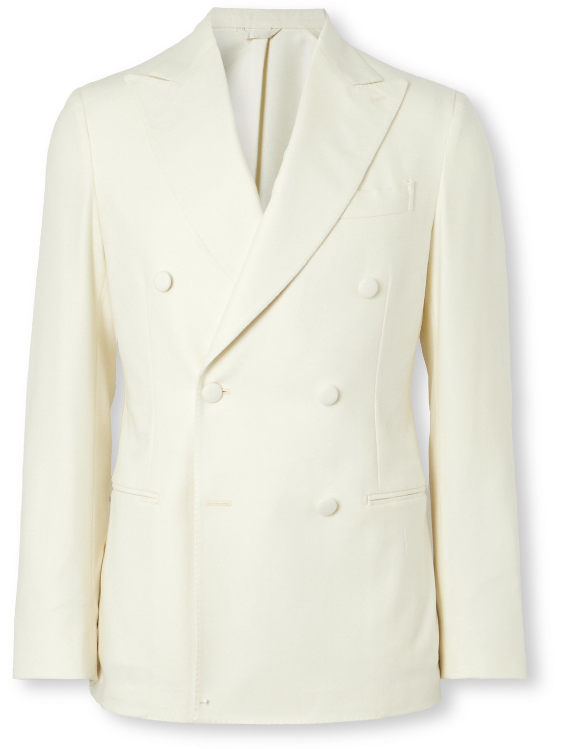 Double-Breasted Wool-Flannel Tuxedo Jacket