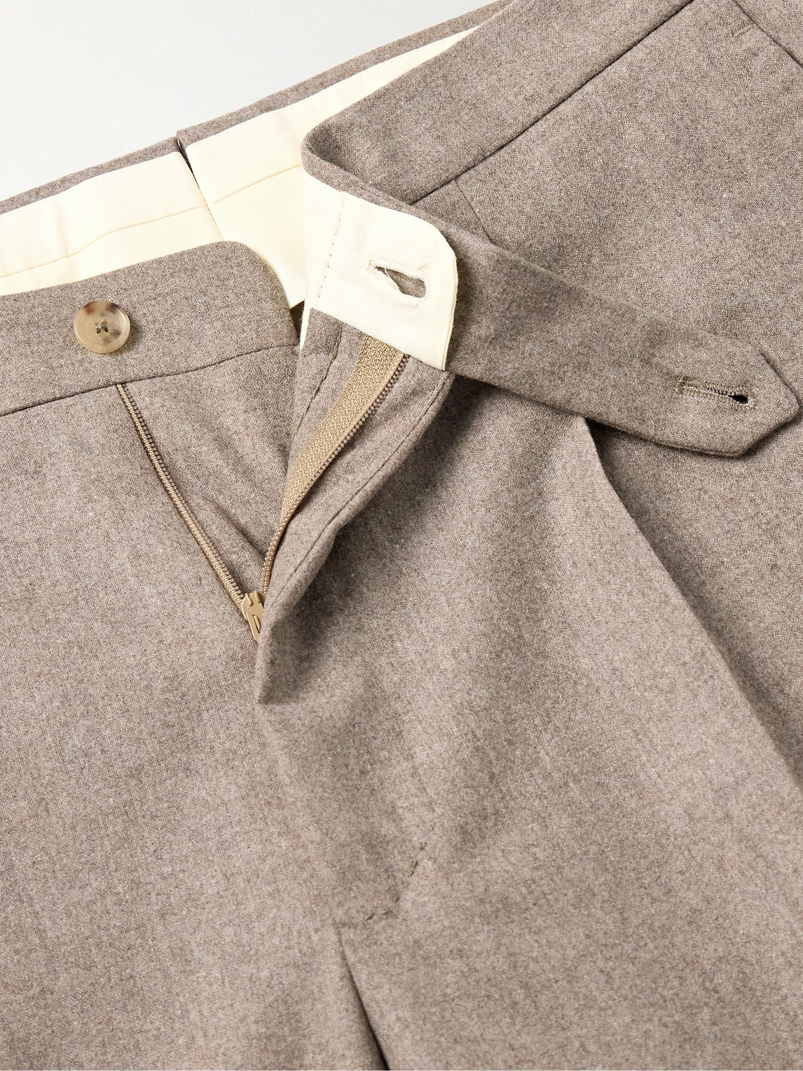 Slim-Fit Pleated Wool-Blend Flannel Suit Trousers