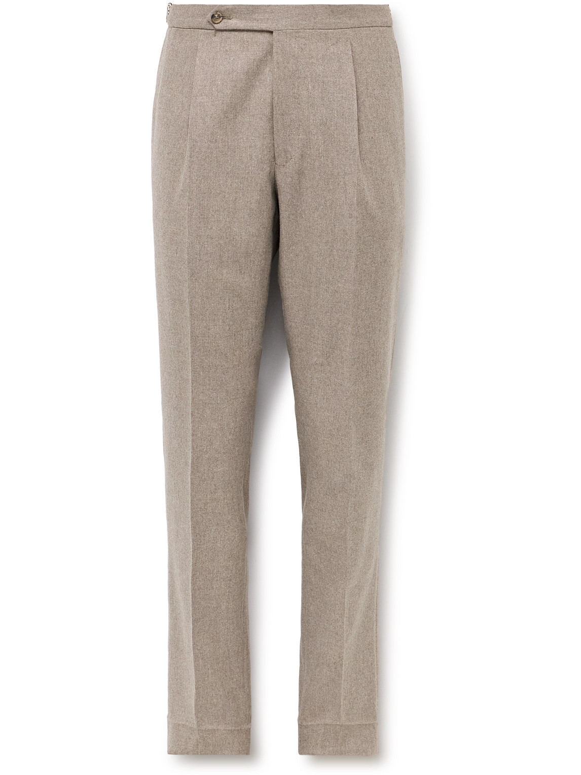 Slim-Fit Pleated Wool-Blend Flannel Suit Trousers