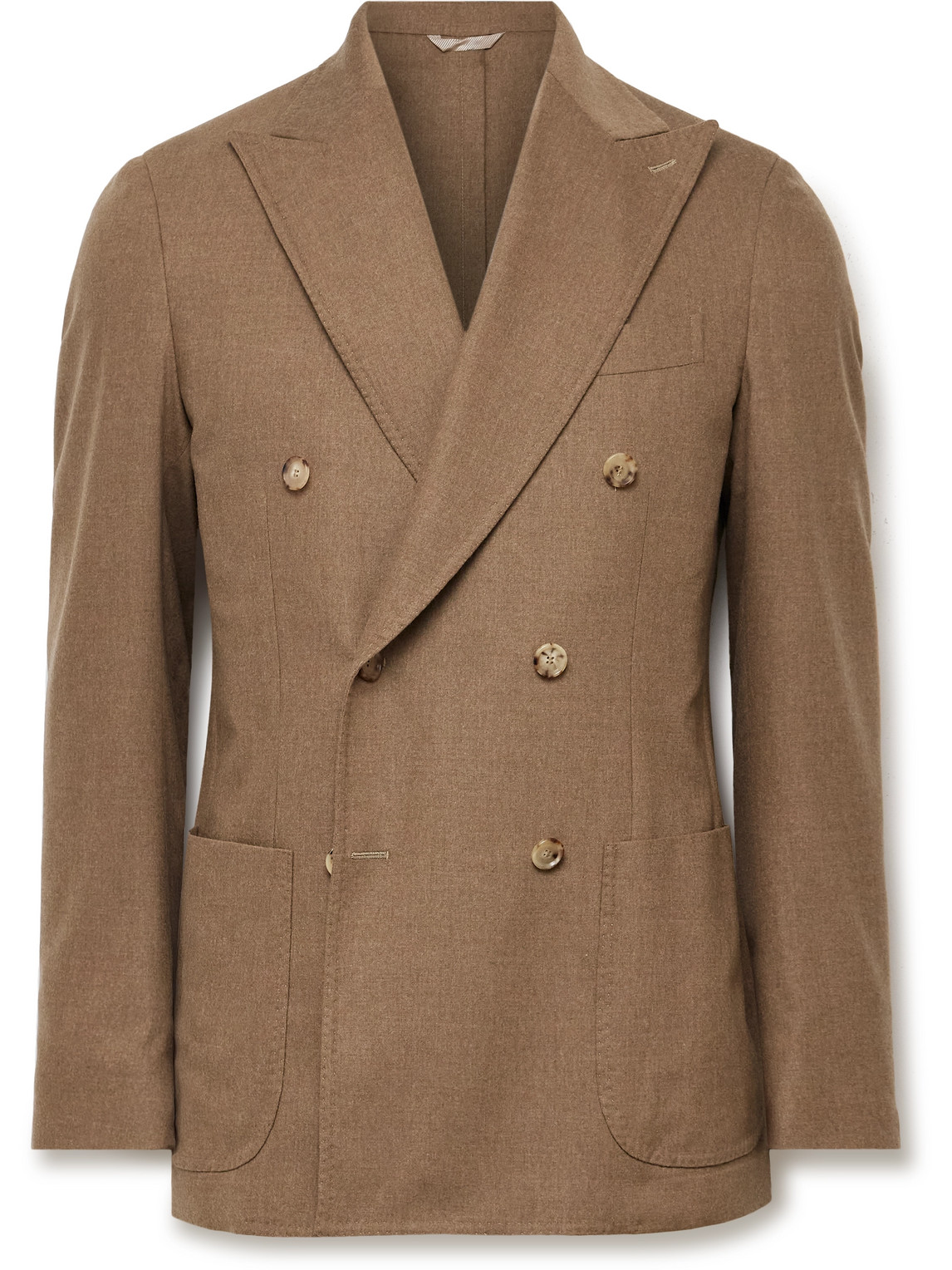 Unstructured Double-Breasted Wool-Blend Suit Jacket