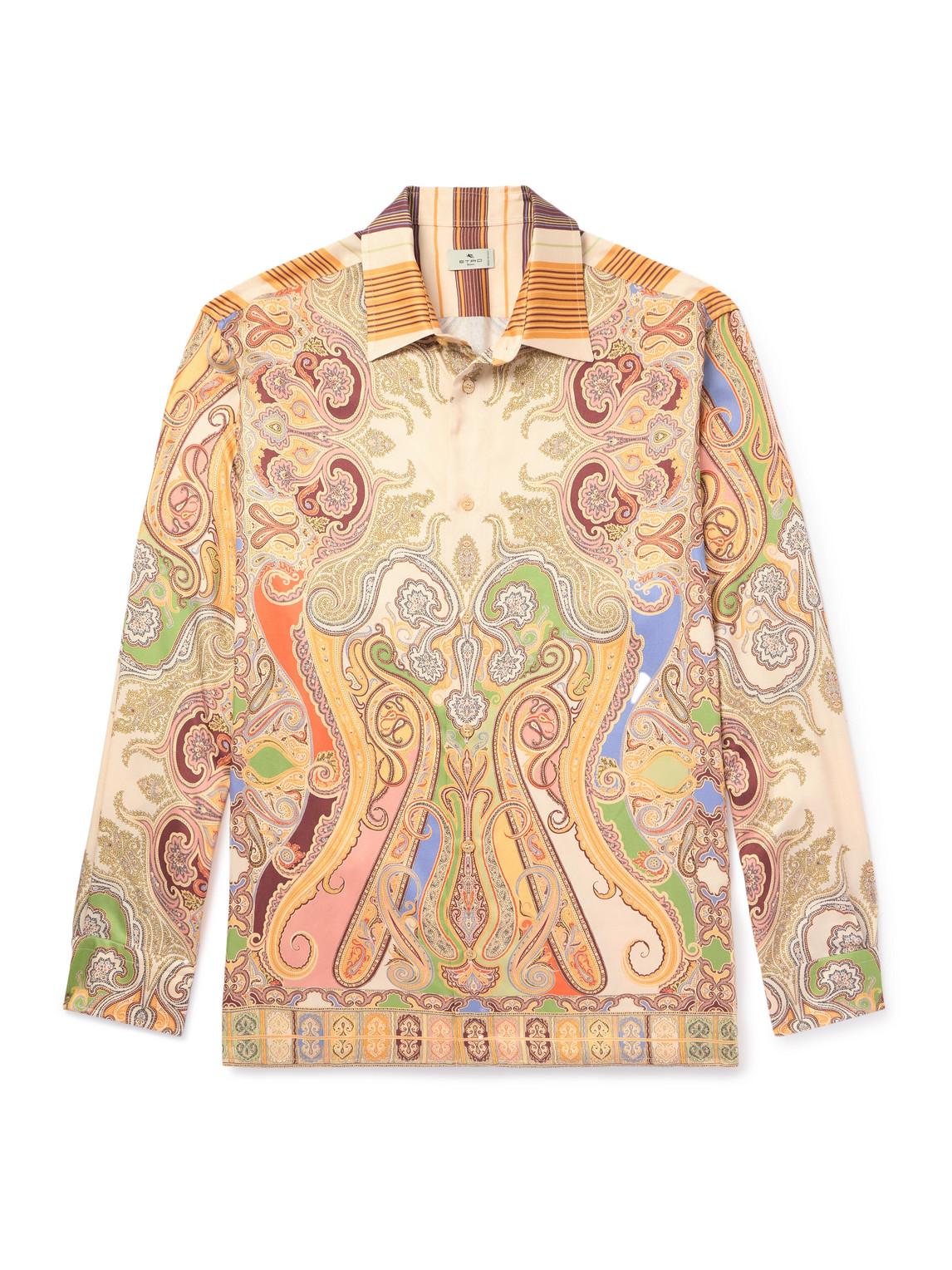 Etro Printed Satin Shirt In Orange