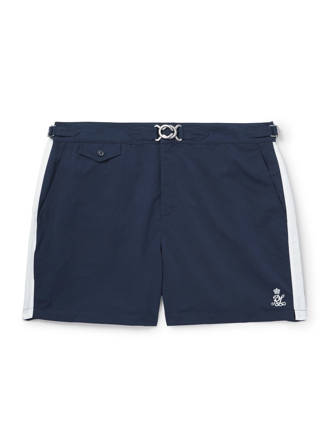 Straight-Leg Mid-Length Striped Swim Shorts