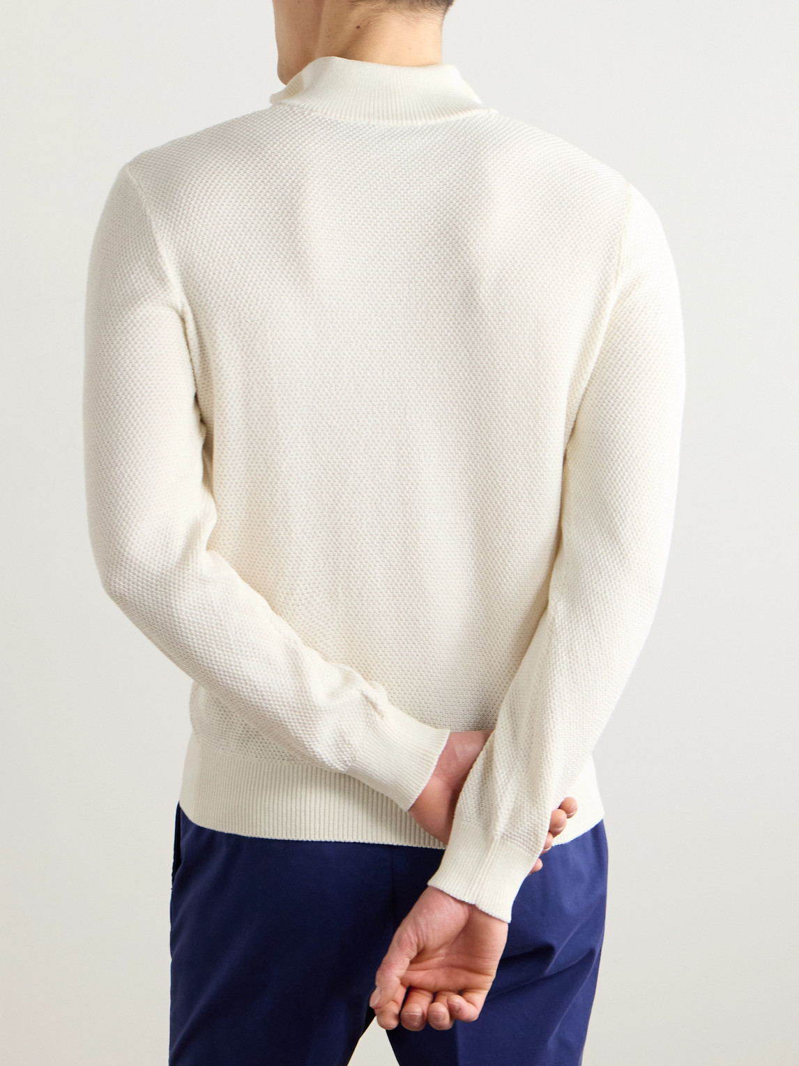 Ralph Lauren Mulberry Silk And Cotton-blend Half-zip Sweater In Neutral