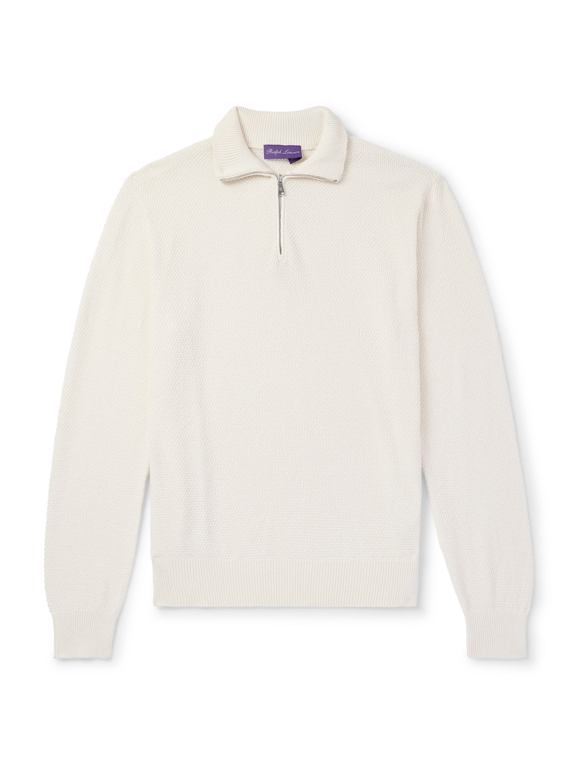 Ralph Lauren Mulberry Silk And Cotton-blend Half-zip Sweater In Neutral