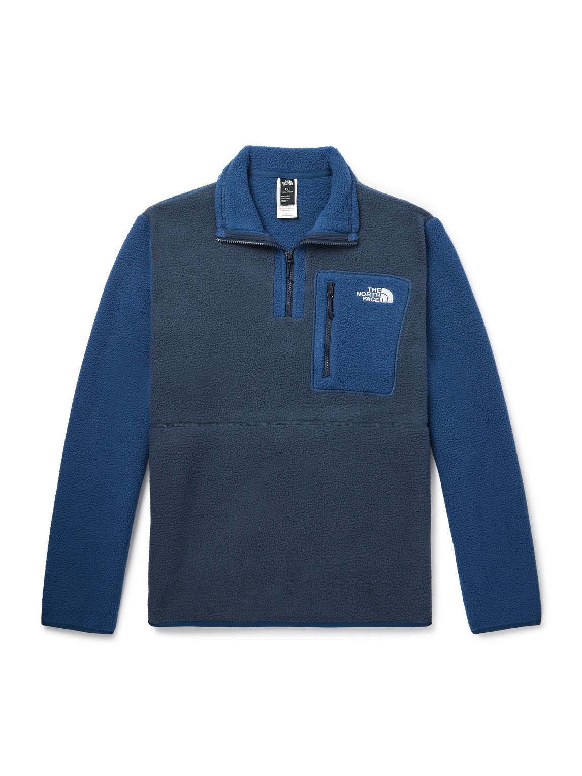 The North Face Yumiori Logo-embroidered Colour-block Fleece Half-zip Jacket In Blue