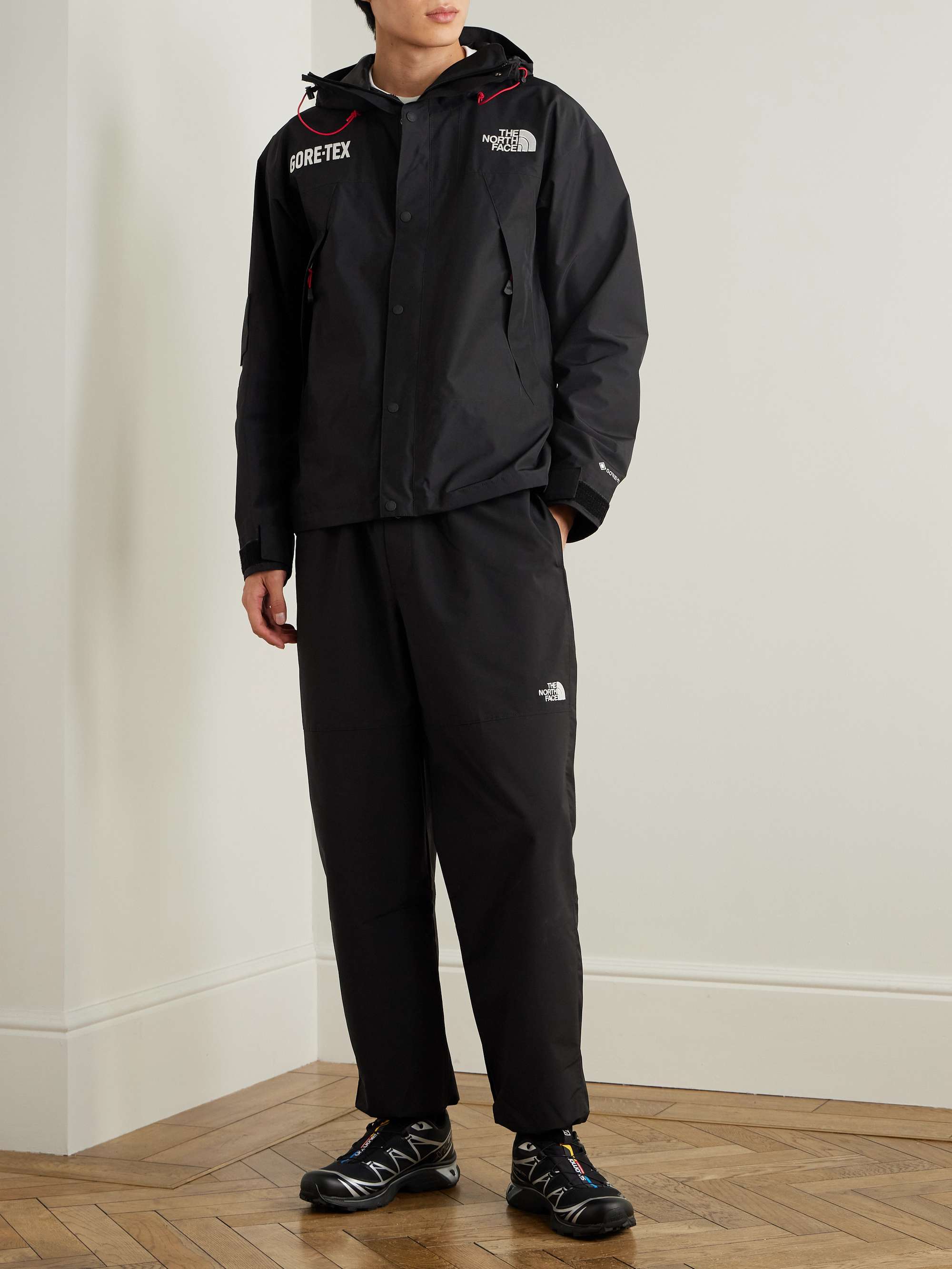 Black Logo-Appliquéd Crinkled-Shell Half-Zip Track Jacket