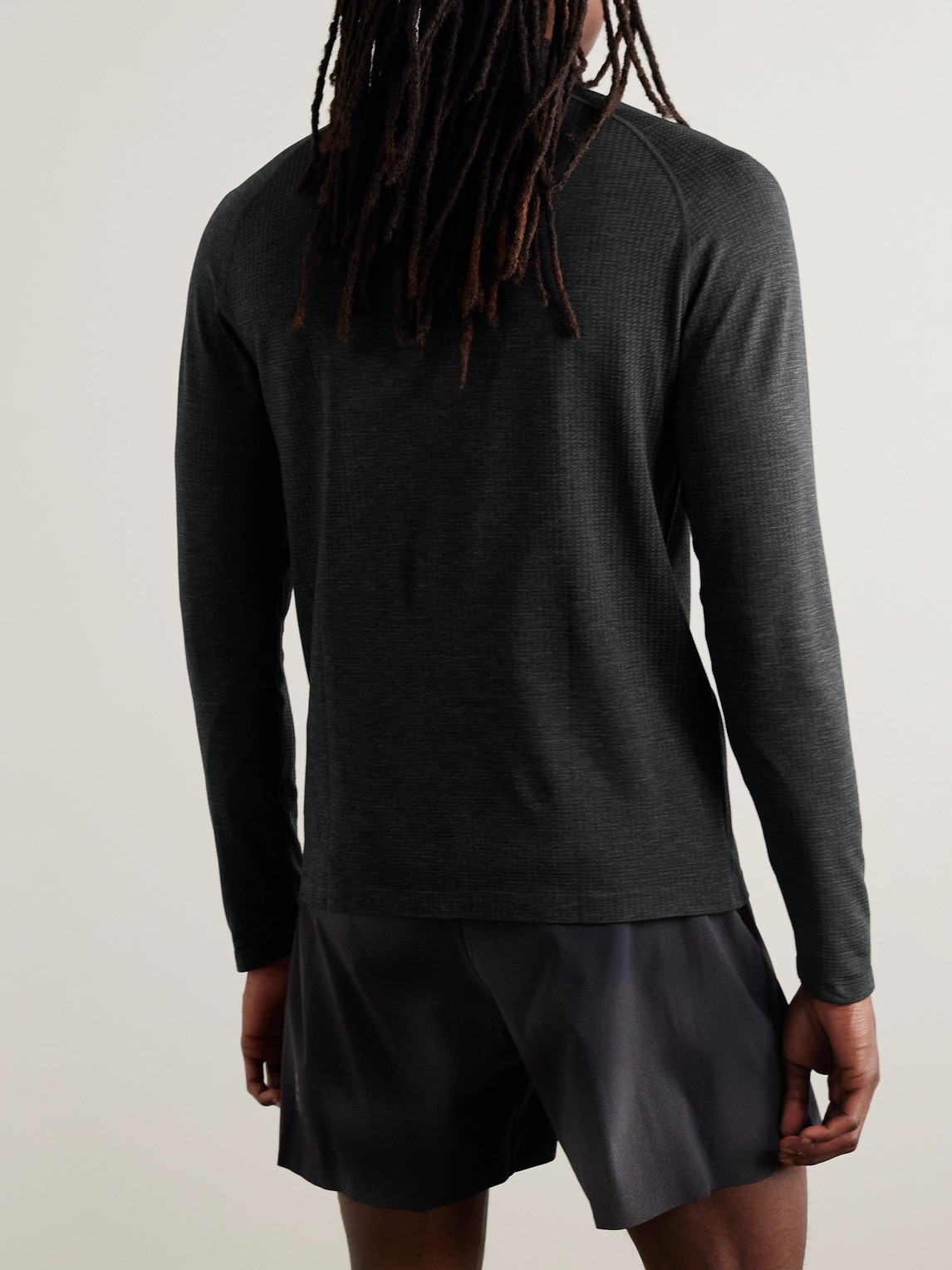 Lululemon Metal Vent Tech Perforated Stretch-mesh Half-zip Top In Black