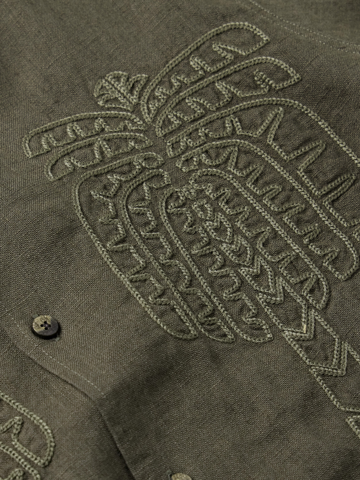 Shop Frescobol Carioca Flavio Camp-collar Embroidered Linen Shirt
