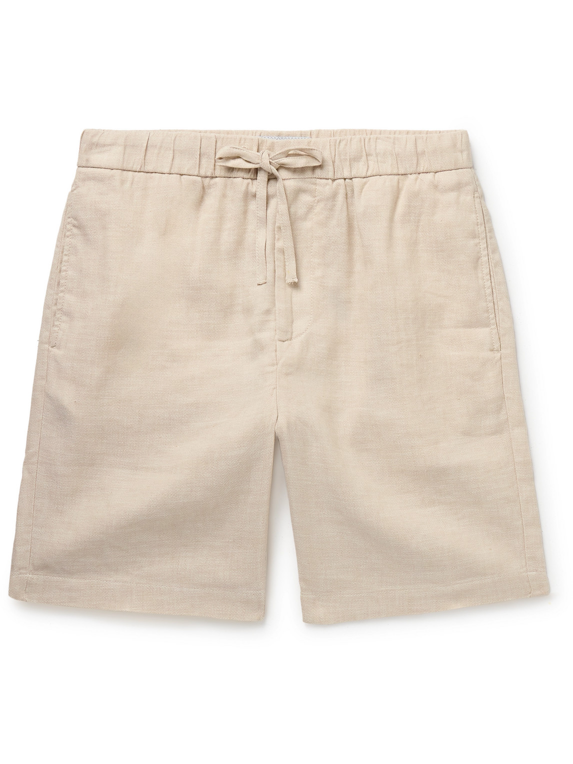 Frescobol Carioca Felipe Straight-leg Linen And Cotton-blend Drawstring Shorts In Neutrals