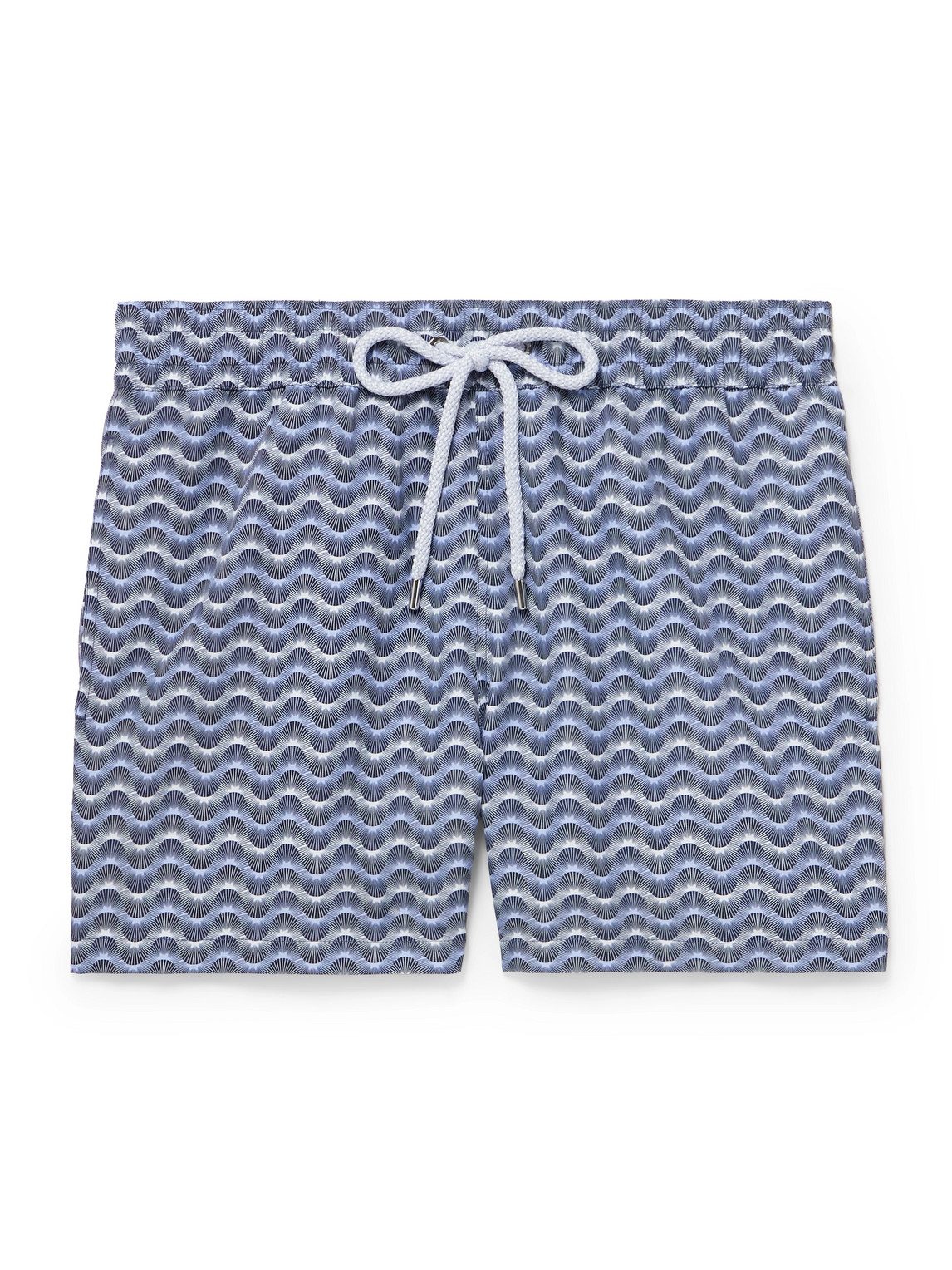 Frescobol Carioca Rio Straight-leg Mid-length Printed Recycled Swim Shorts In Blue