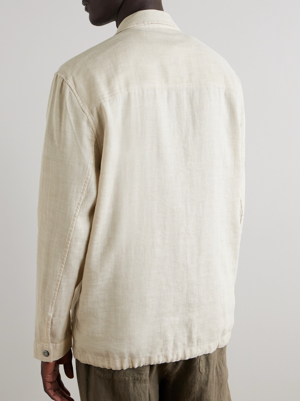 Frescobol Carioca Diego Linen And Cotton-blend Coach Jacket In Neutrals