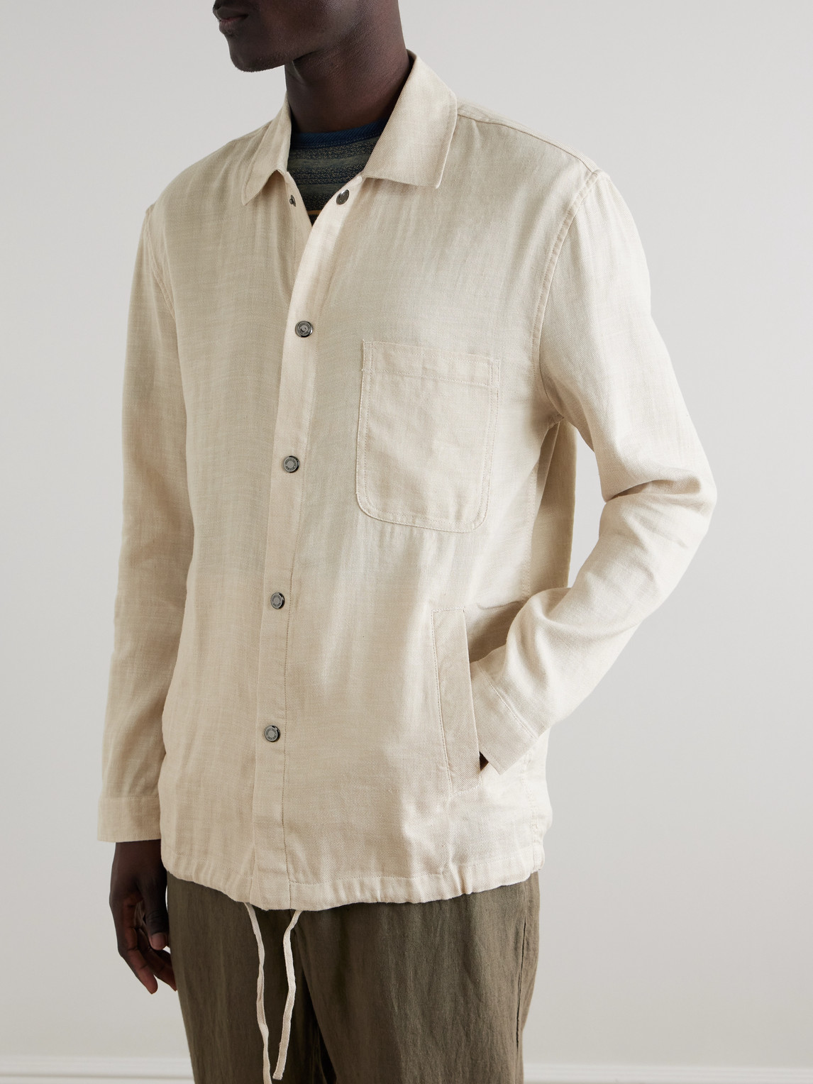 Frescobol Carioca Diego Linen And Cotton-blend Coach Jacket In Neutrals