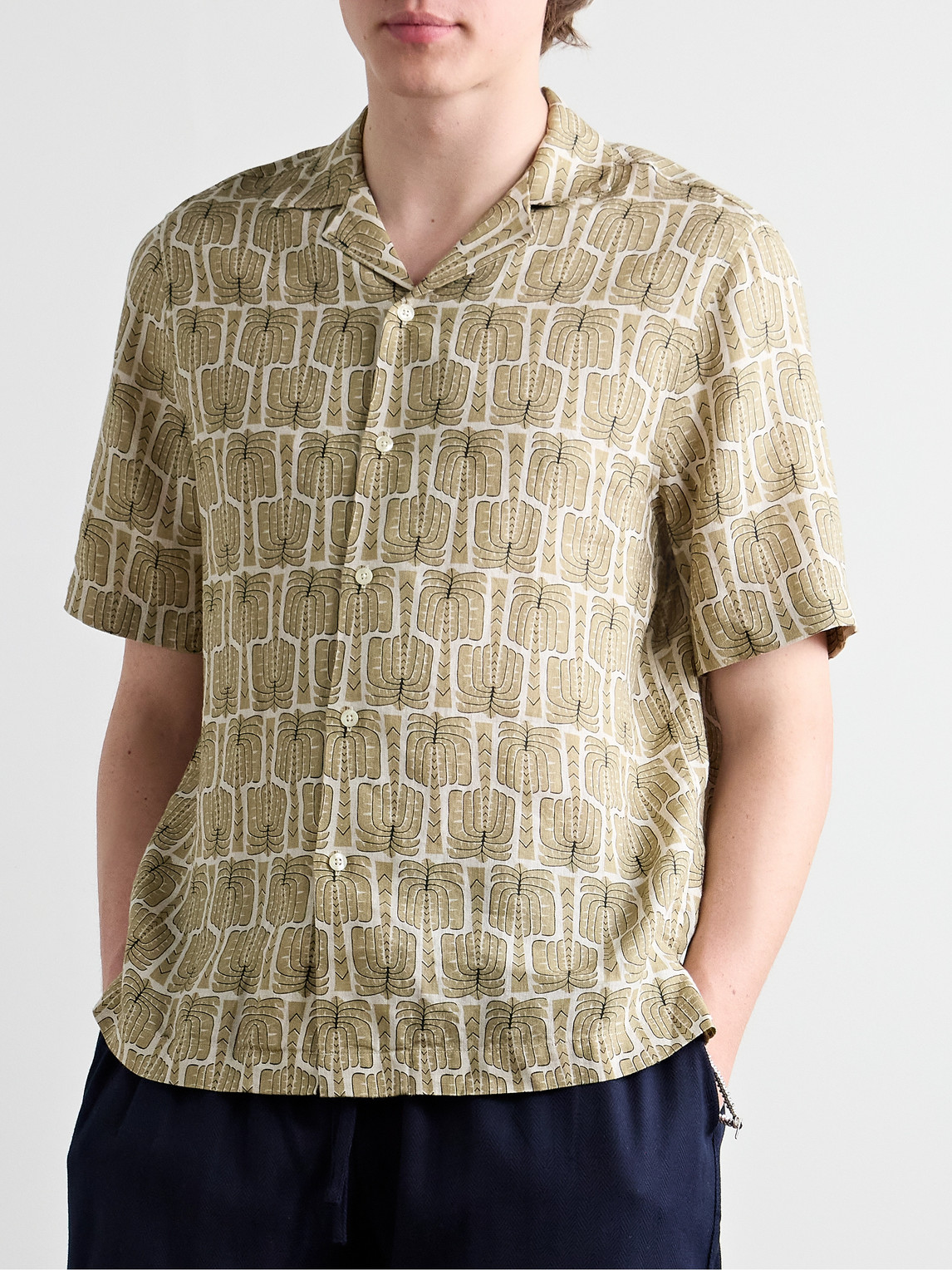 FRESCOBOL CARIOCA ROBERTO PALMEIRA CAMP-COLLAR PRINTED LINEN SHIRT