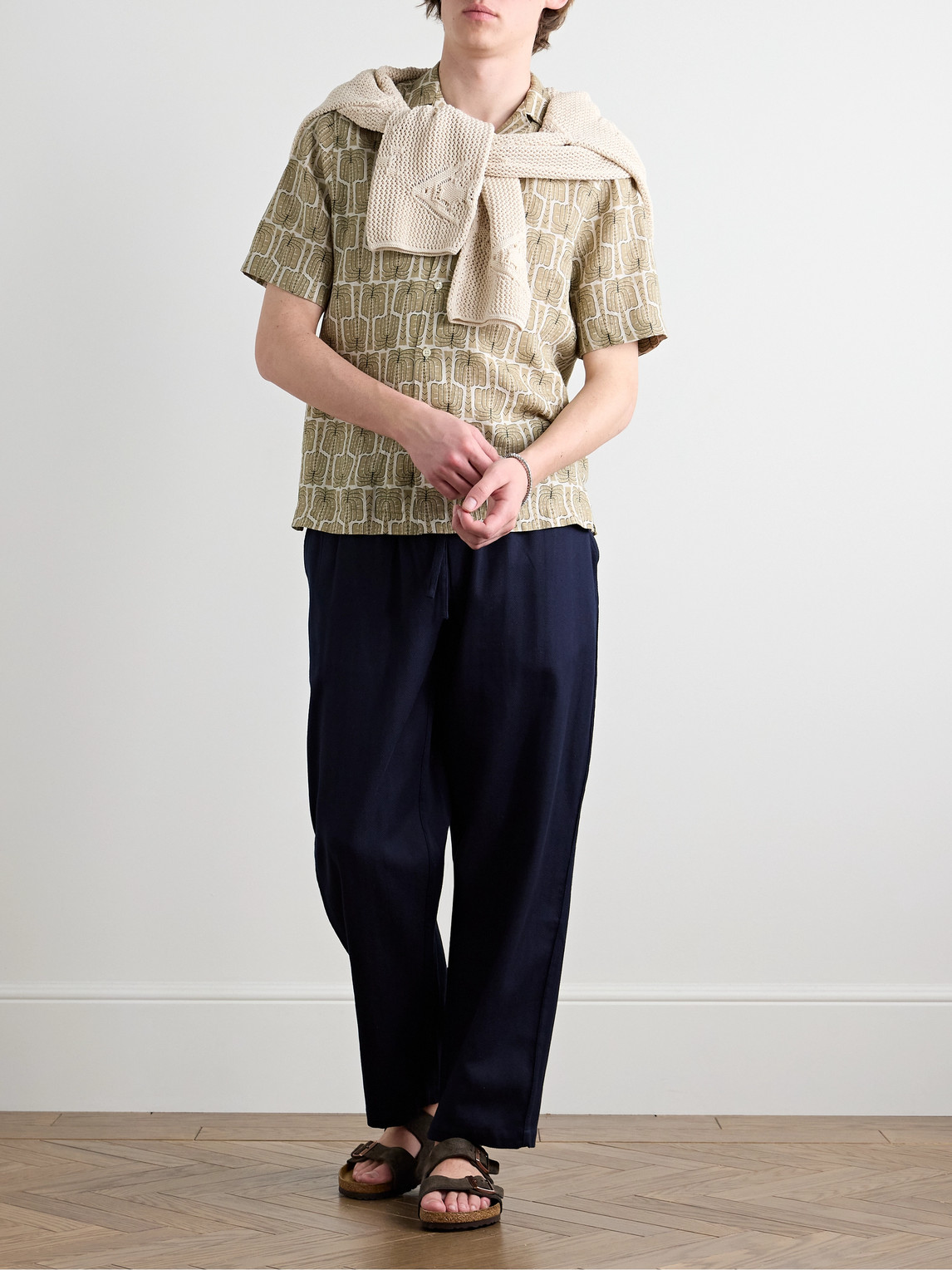 FRESCOBOL CARIOCA ROBERTO PALMEIRA CAMP-COLLAR PRINTED LINEN SHIRT