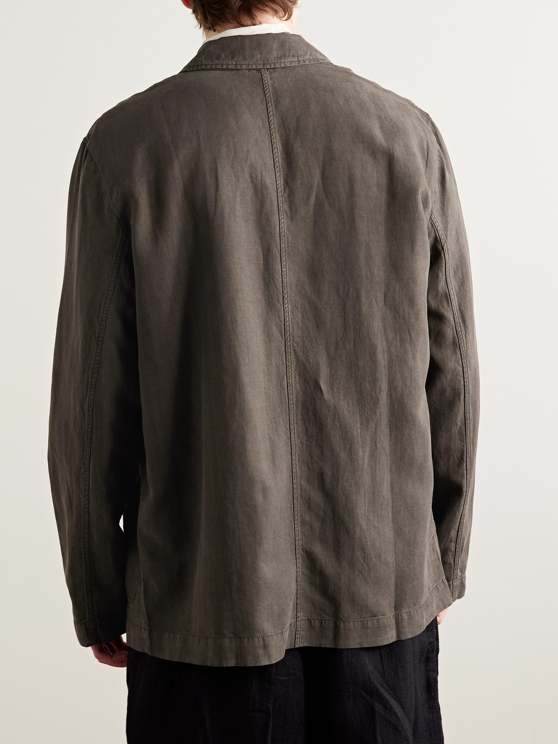 Frescobol Carioca Lima Unstructured Lyocell, Linen And Cotton-blend Blazer In Green