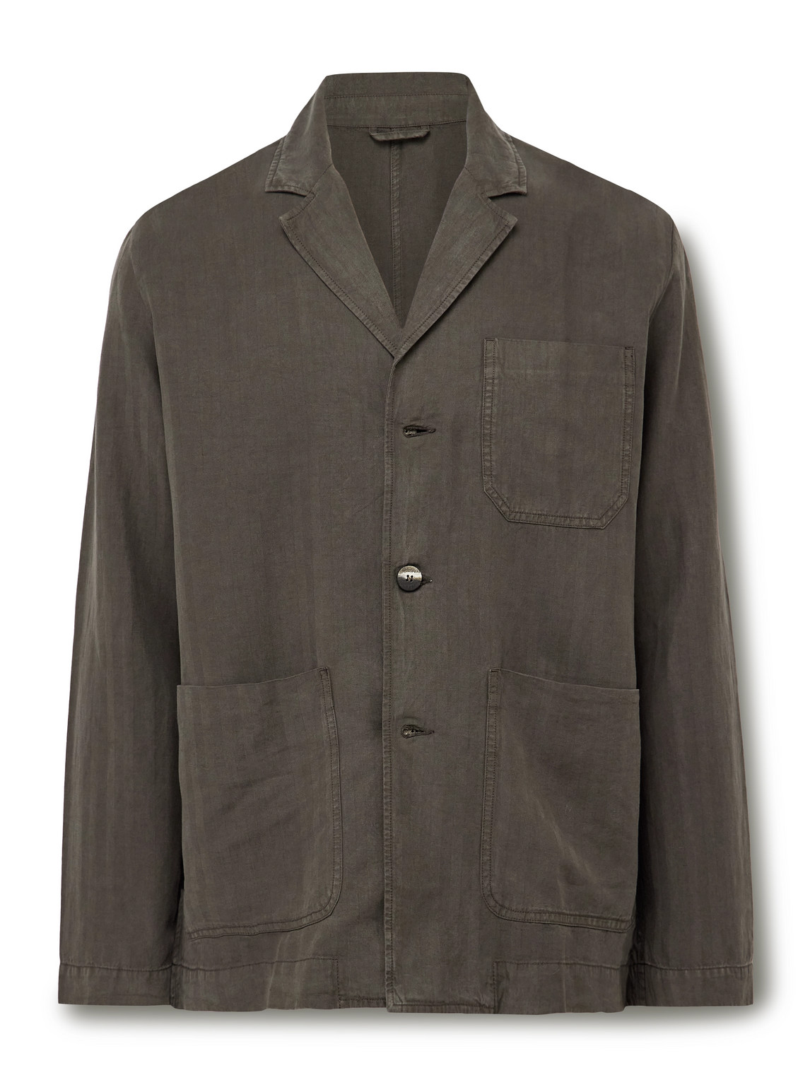 Frescobol Carioca Lima Unstructured Lyocell, Linen And Cotton-blend Blazer In Green