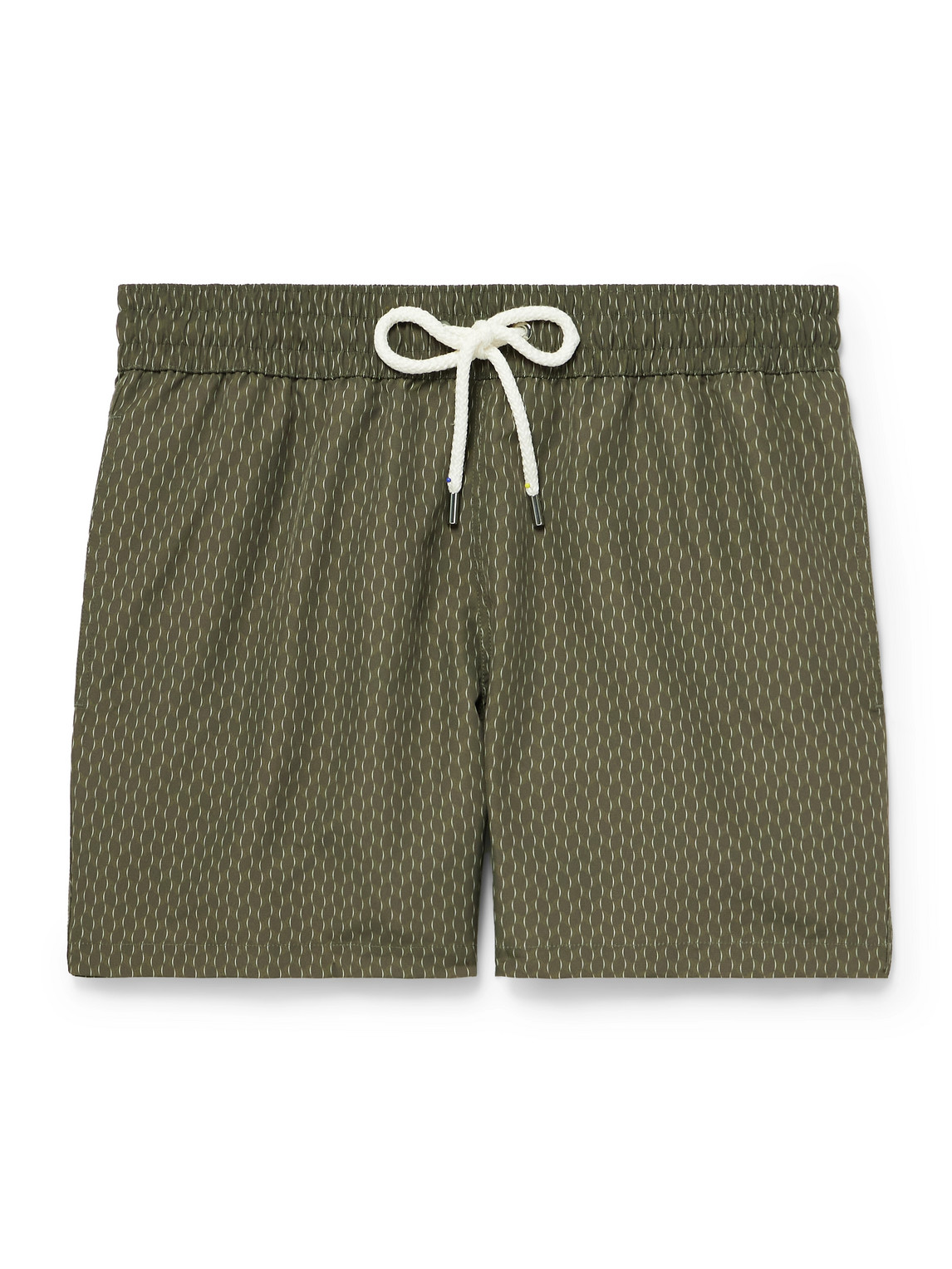 Frescobol Carioca Rio Straight-leg Mid-length Printed Recycled Swim Shorts In Green