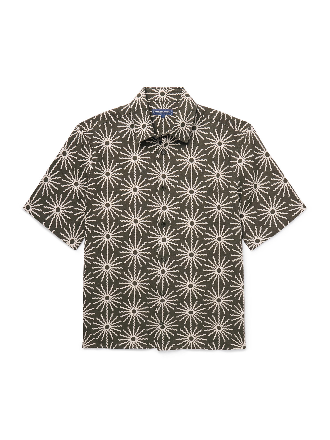 Frescobol Carioca Castro Printed Linen Shirt In Green