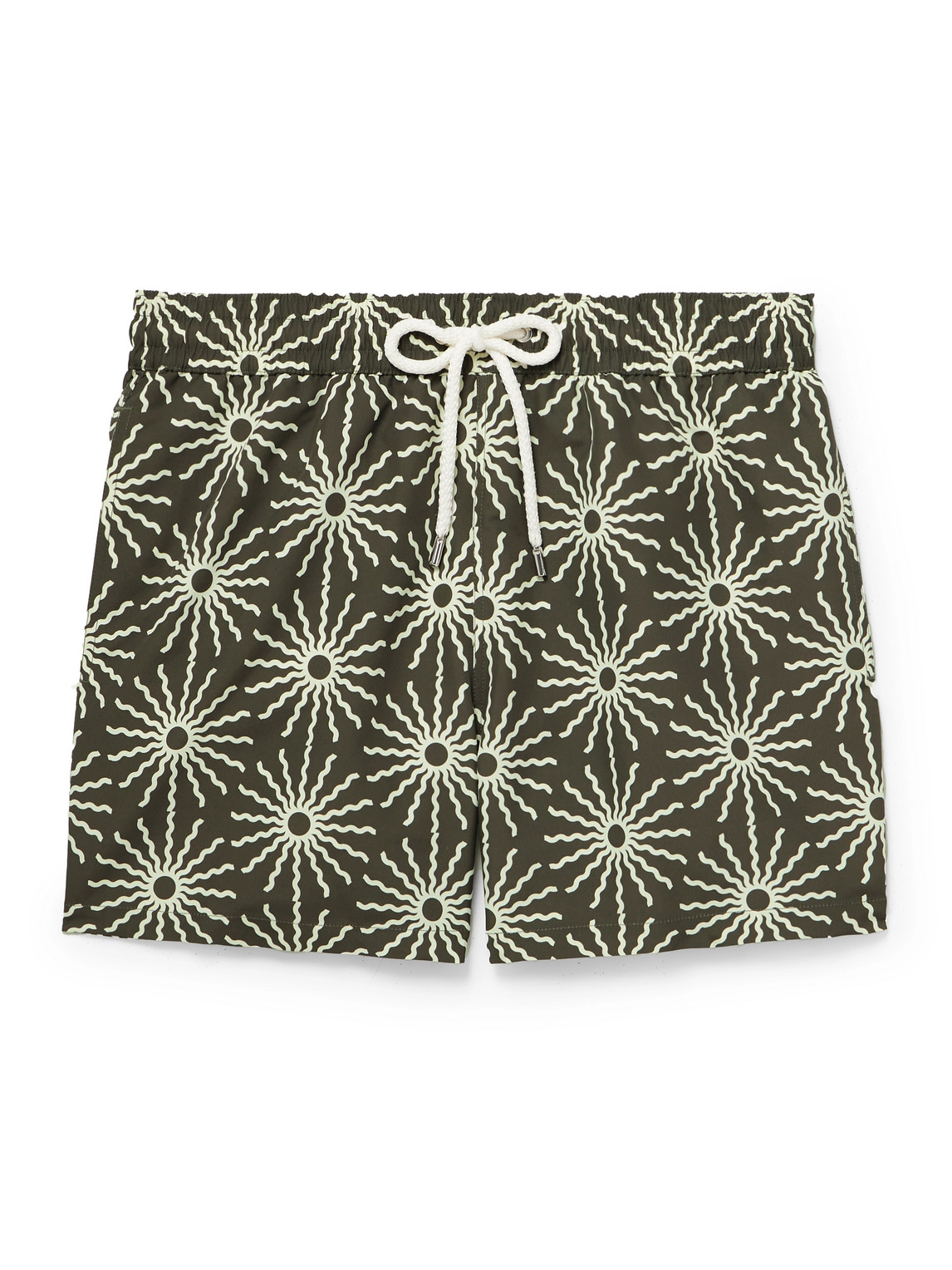 Frescobol Carioca Rio Straight-leg Mid-length Printed Recycled Swim Shorts In Green