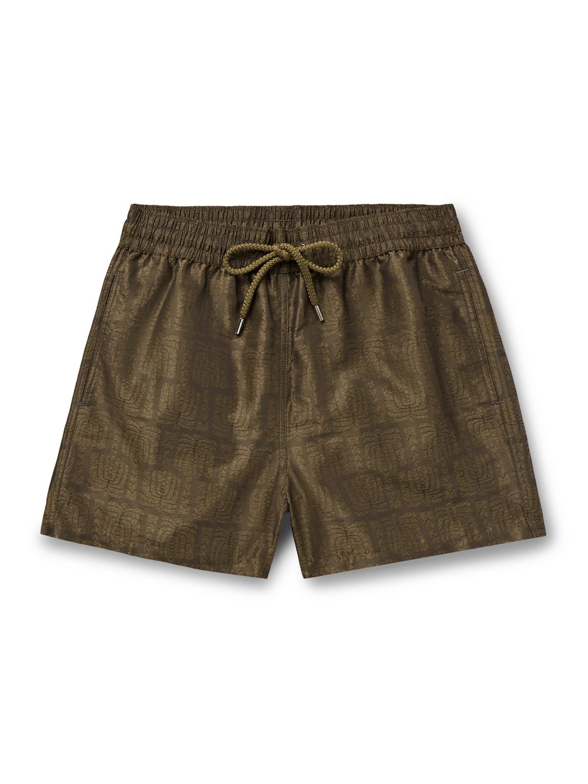 Frescobol Carioca Rio Straight-leg Mid-length Recycled-jacquard Swim Shorts In Green