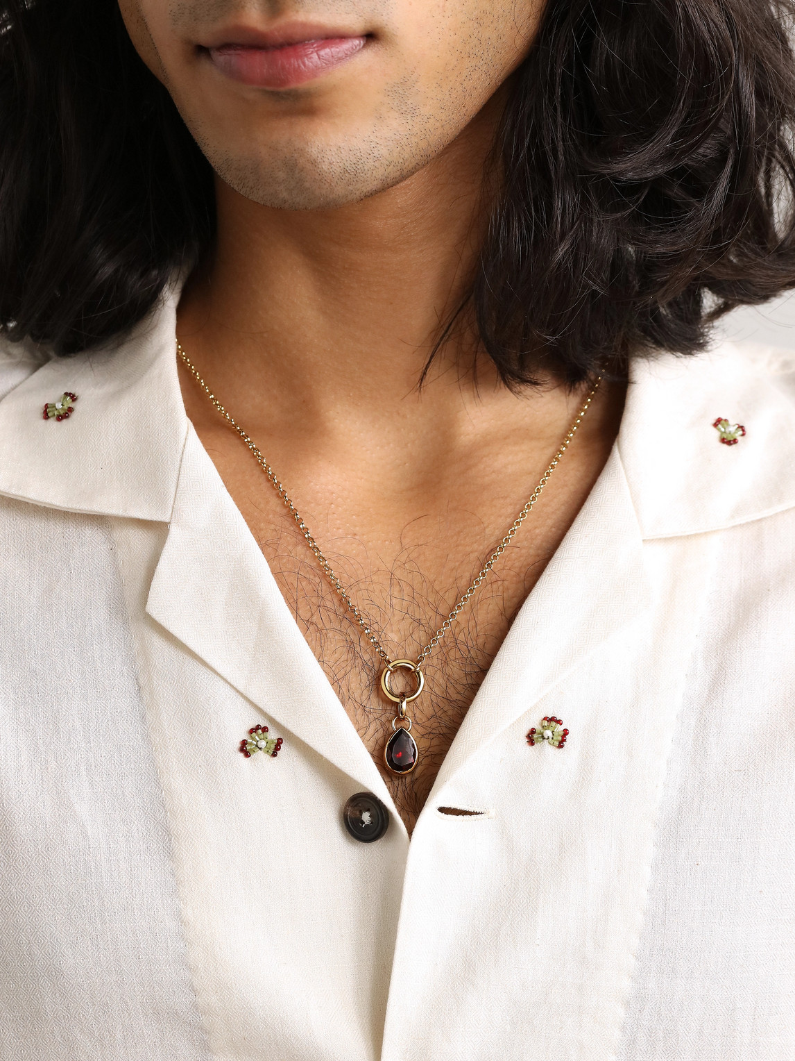 Foundrae Forever & Always A Pair 18-karat Gold Garnet Pendant In Red