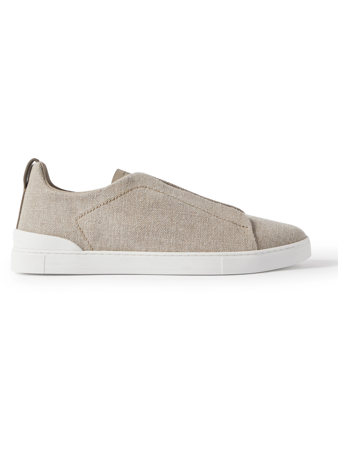 Zegna Triple Stitch™ Leather-Trimmed Linen-Canvas Slip-On Sneakers - Men