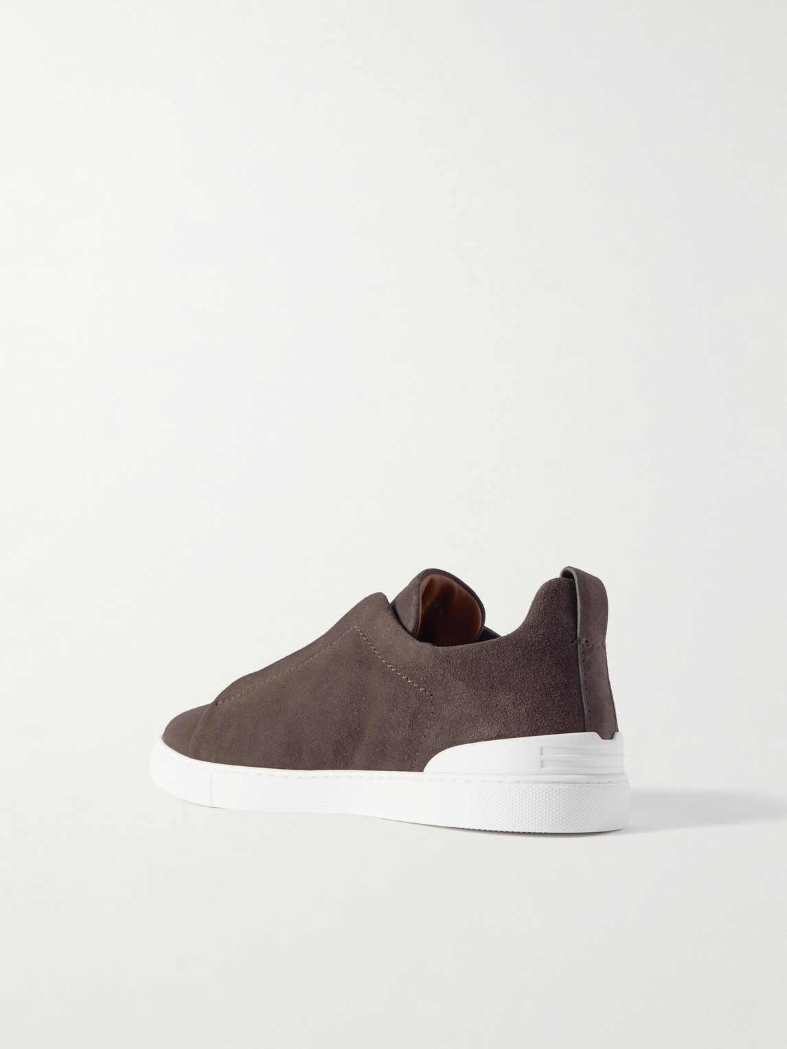 Shop Zegna Triple Stitch Suede Sneakers In Brown