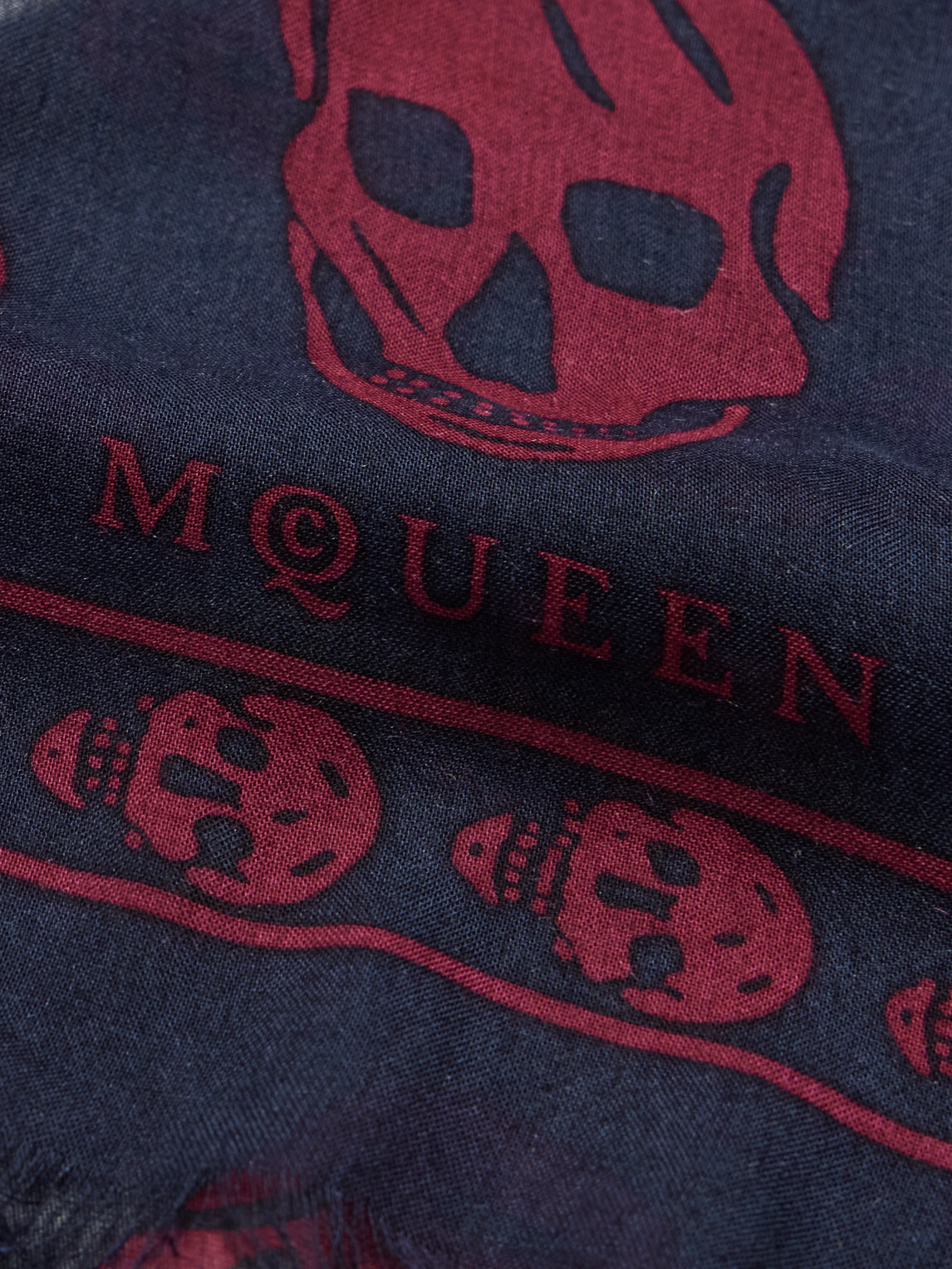 Alexander Mcqueen Fringed Printed Modal And Silk-blend Scarf In Blue