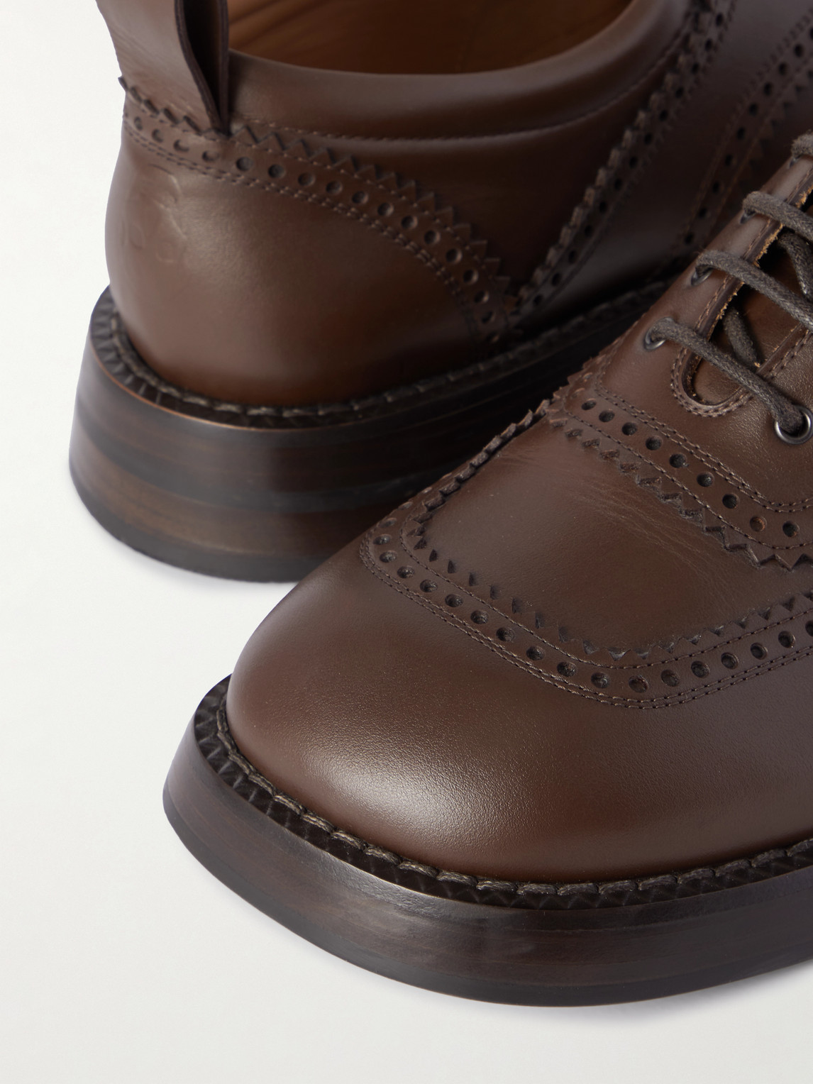 Alexander Mcqueen Leather Brogues In Brown