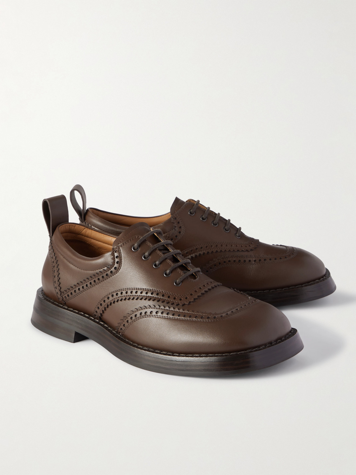 Alexander Mcqueen Leather Brogues In Brown
