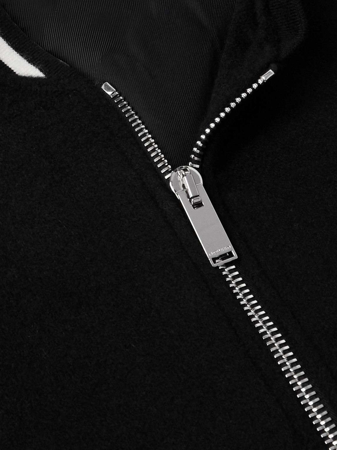 Alexander Mcqueen Embroidered Wool Bomber Jacket In Black