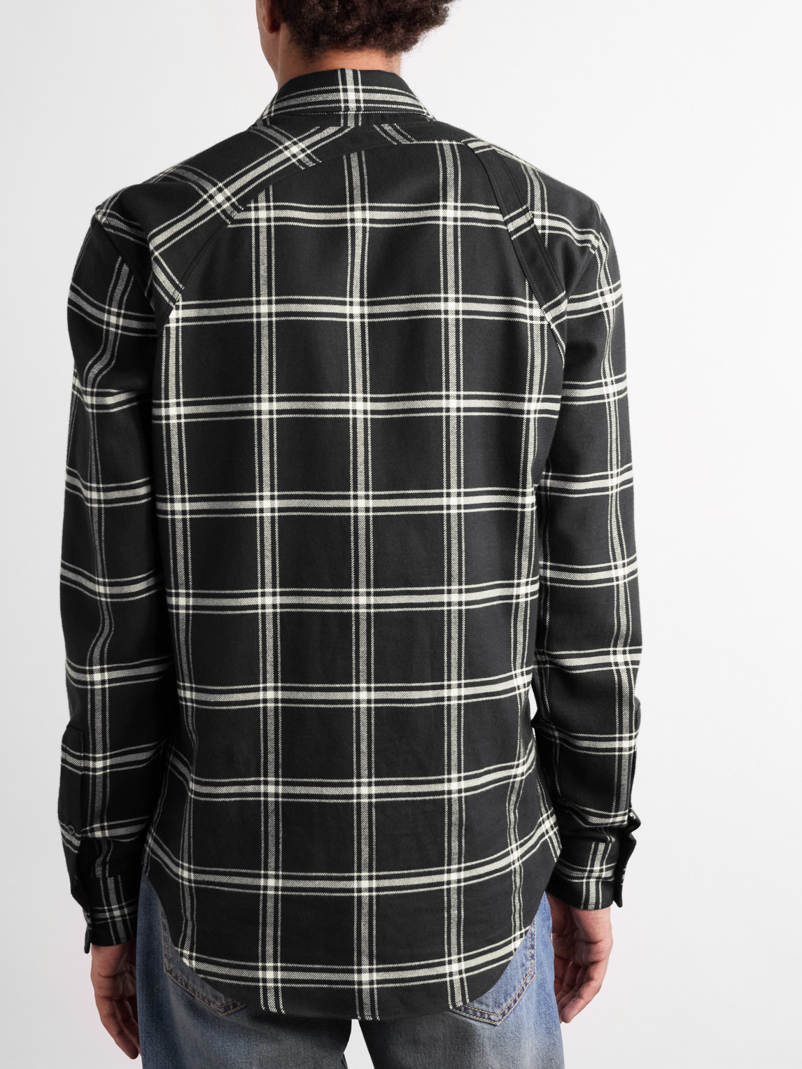 Shop Alexander Mcqueen Harness-detailed Checked Cotton-flannel Shirt In Black