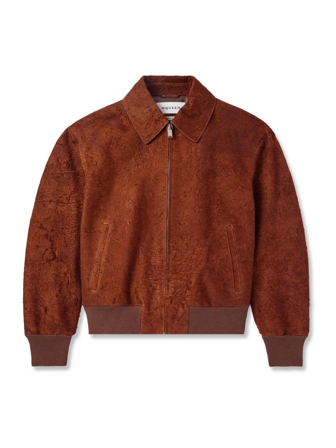 Alexander Mcqueen Distressed Zip-up Bomber Jacket In Red